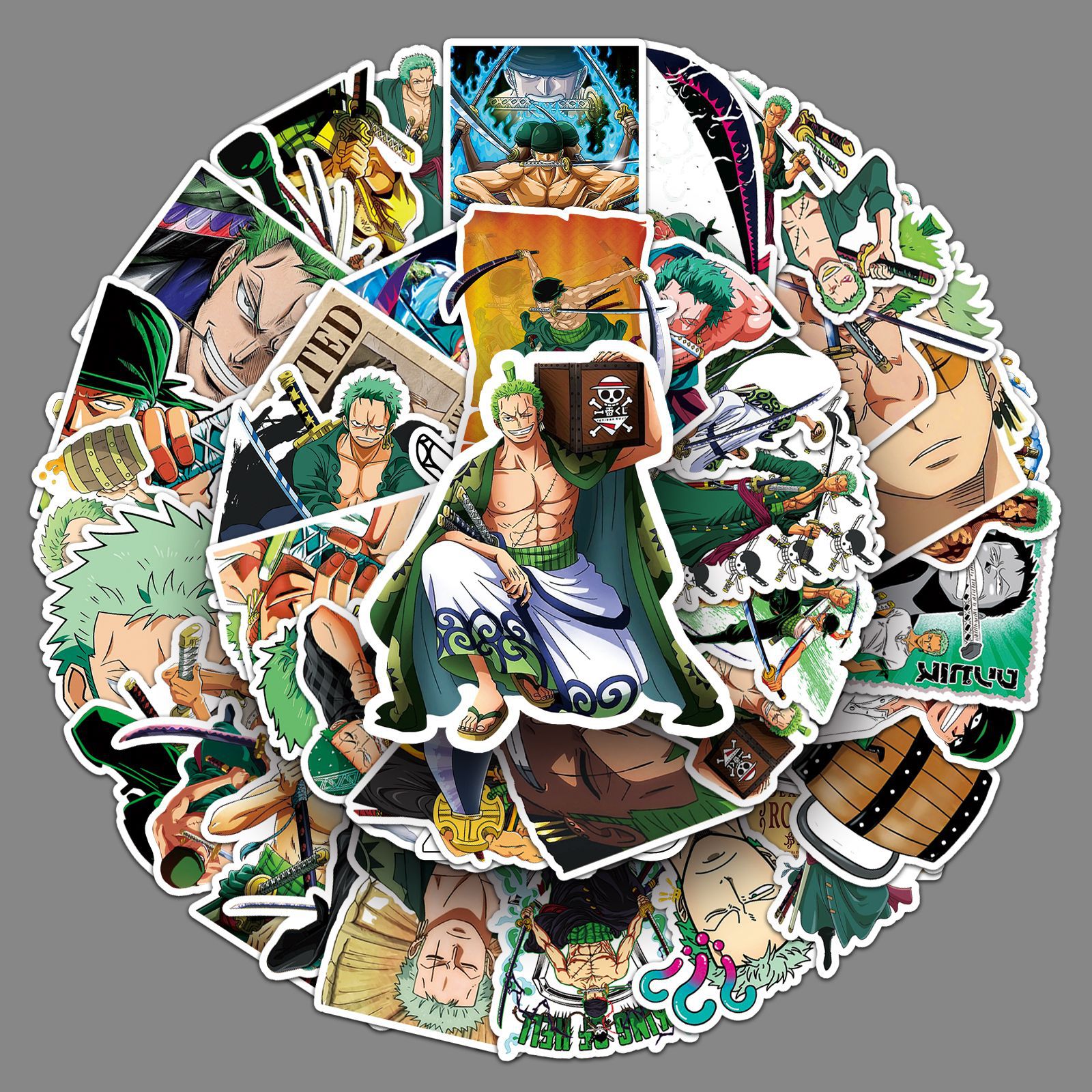 50张索隆涂鸦贴纸个性跨境卡通日漫海贼王装饰手机行李箱水杯贴纸