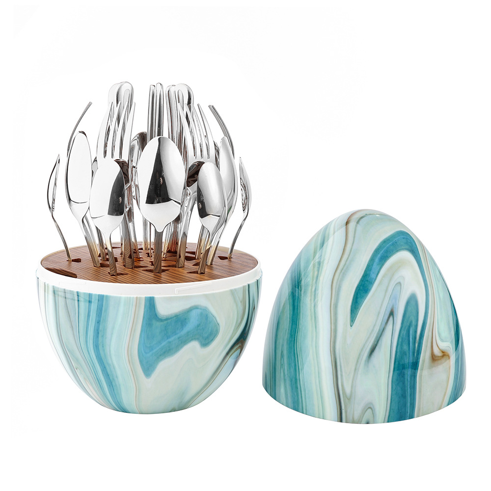 Artistic Mood Egg 24 Pieces Western Tableware Gift Set 304 Stainless Steel Party Golden Knife and Fork
