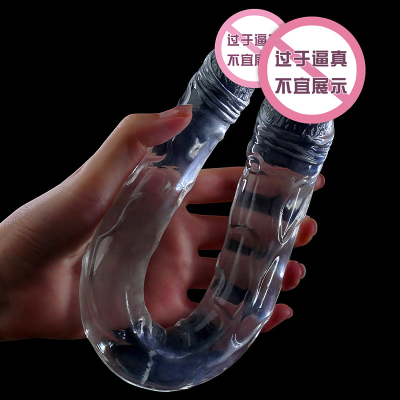 Double-Headed Dragon Simulation Penis Shaped Female Lala Masturbation Devices Transparent Dildos Sexy Sex Product