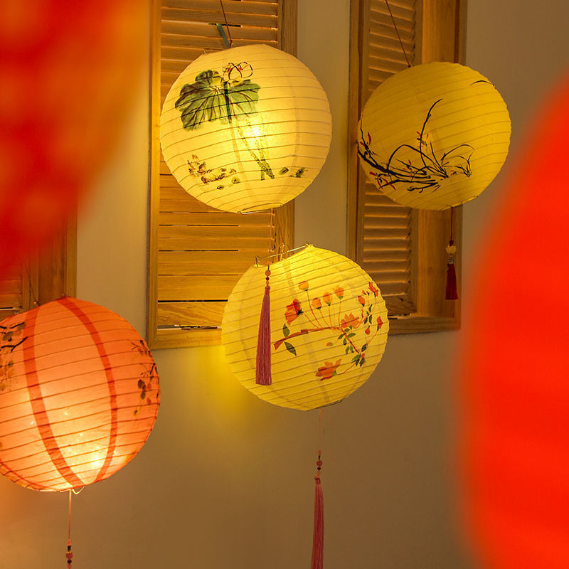 厂家批发古风灯笼元宵手提花灯纸灯笼店面布置元宵装饰创意汉代发