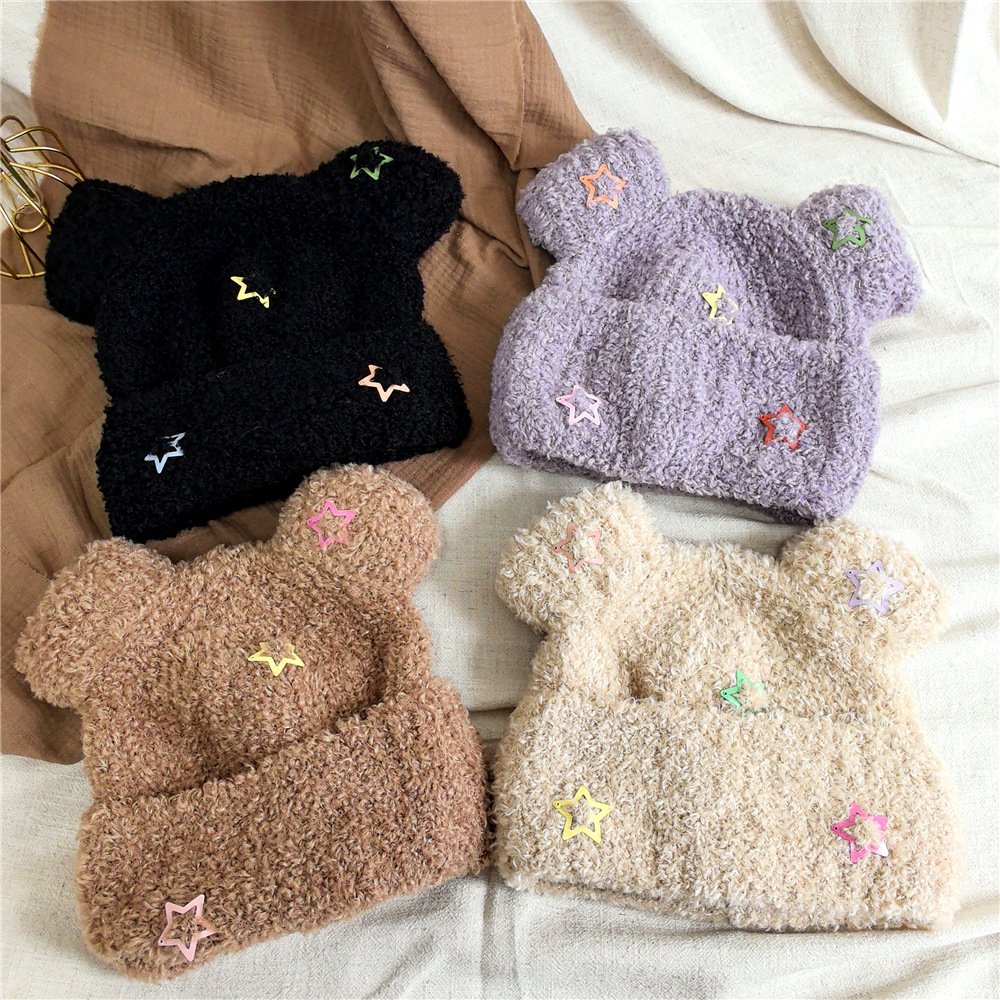 冬季保暖兔耳朵可爱出游毛线帽女甜美休闲减龄百搭加厚