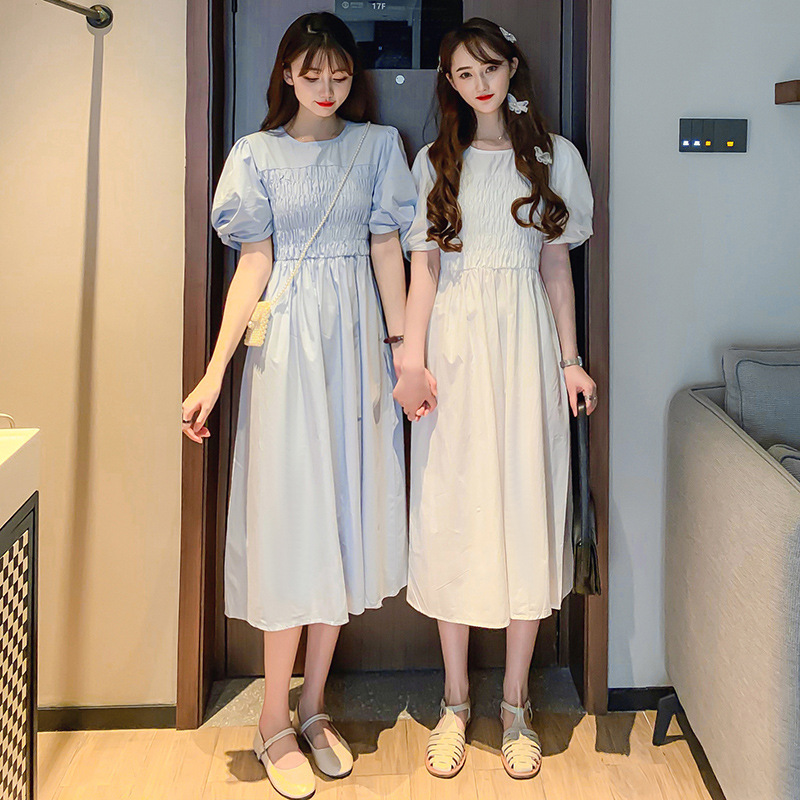 夏季闺蜜套装姐妹装女甜酷炸街连衣裙子ins森系白色仙女韩版长裙