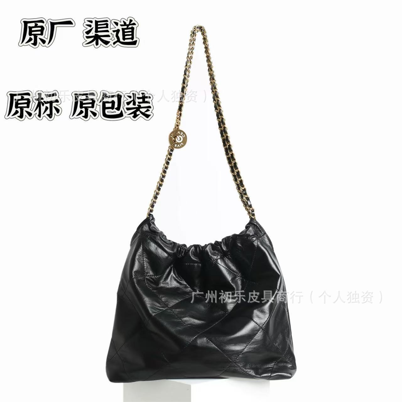 小香风菱格金币22bag垃圾袋真皮女包大容量托特包单肩斜挎购物袋