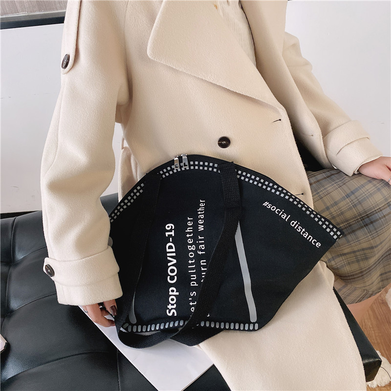 网红口罩包包女2021春秋新款创意大容量托特单肩包手提休闲包代发