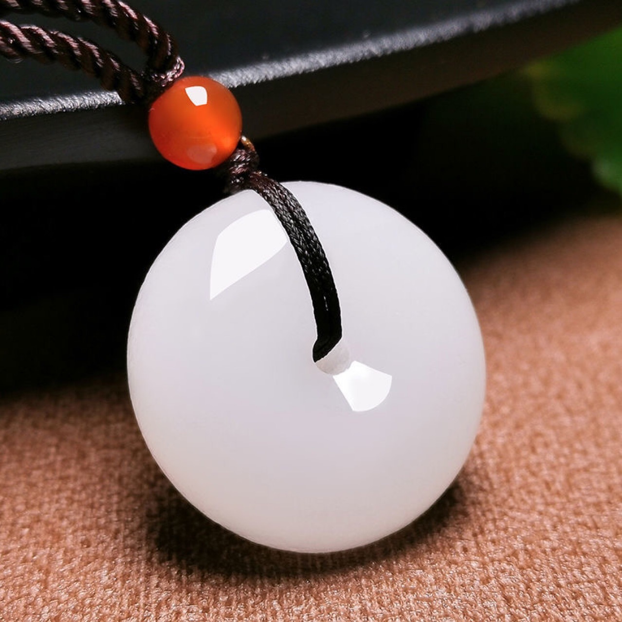 天然阿富汗白玉平安扣吊坠男女款送挂绳阿富汗玉石饰品直播货