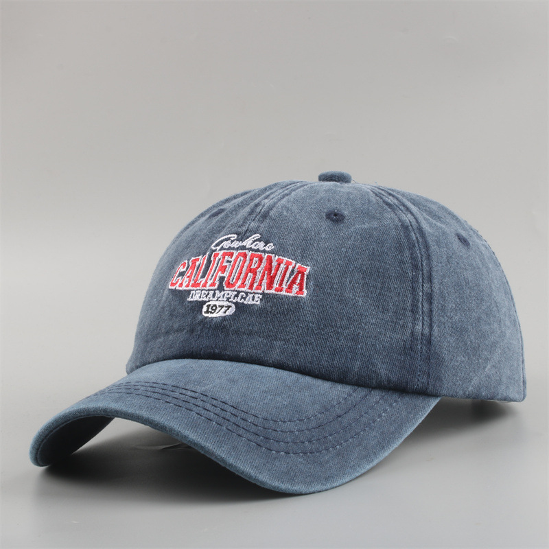 foreign trade hat men‘s washed cotton baseball cap vintage embroidery letter sun hat cross-border new arrival hat female fashion wholesale