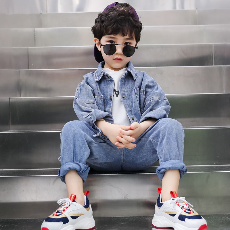儿童套装2022春秋季男童洋气牛仔两件套中大童休闲帅气韩版男孩潮