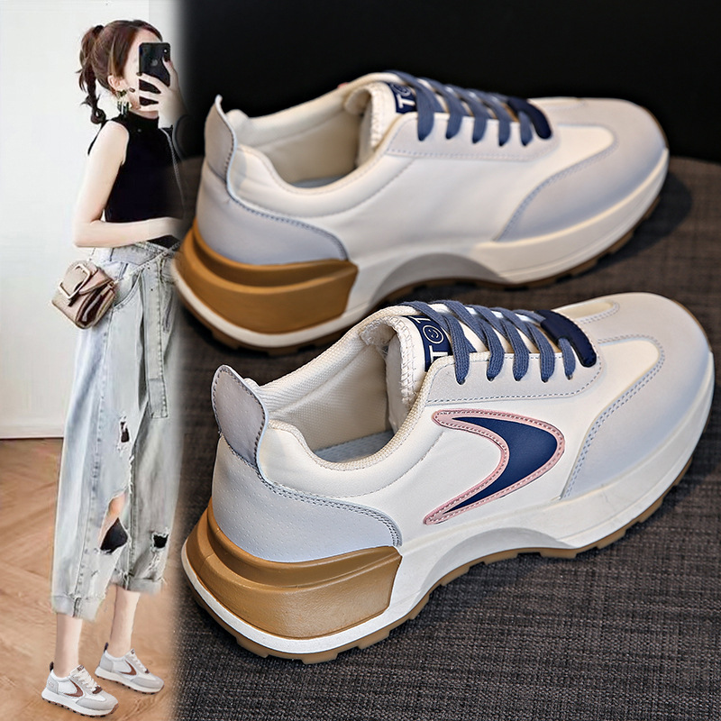 欧洲站小蛮腰阿甘鞋女2023春季新款ins潮厚底增高休闲运动老爹鞋