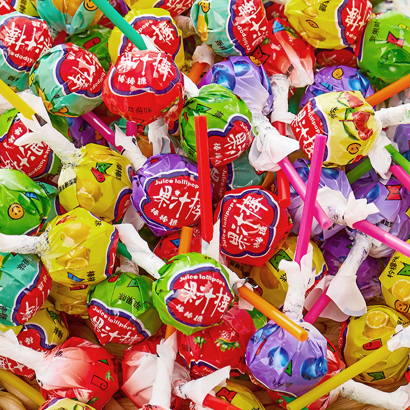 优品尚美果汁棒棒糖水果味桶装周福记儿童糖果网红花束小零食品