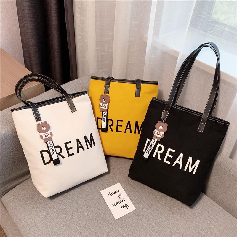 Canvas Big Bag Women's 2020 New Fashionable Korean Style Student Class Messenger Bag Large Capacity Shoulder Portable Tote Bag