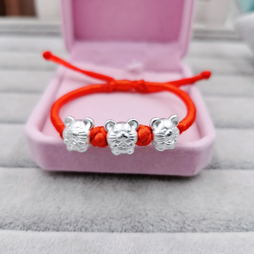 3d硬银999十二生肖铜钱元宝福鼠手工编织红绳手链本命年男女礼物