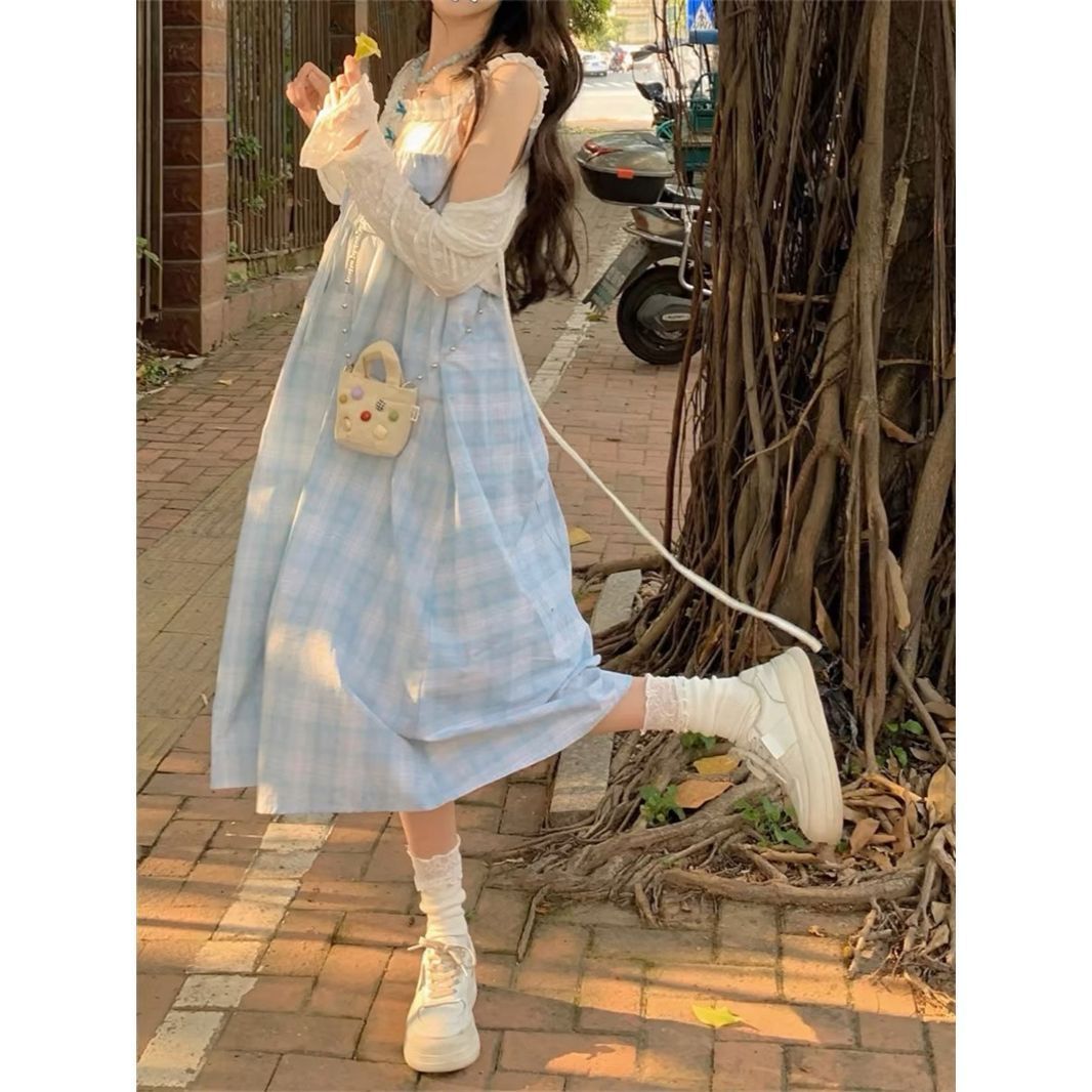 盐系少女海边吊带连衣裙夏季新款可爱长裙甜美吊带裙森系初恋裙女