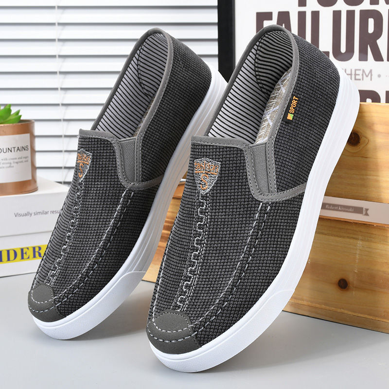Old Beijing Cloth Shoes Men's Slip-on Lazy Platform Canvas Shoes Board Shoes Low Top All-Matching and Lightweight Retro Cloth Shoes Wholesale