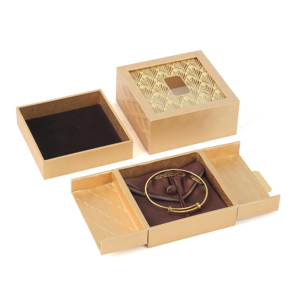 定制金色盒中盒珠宝首饰盒收纳手镯手串玉器礼盒饰品包装盒批发