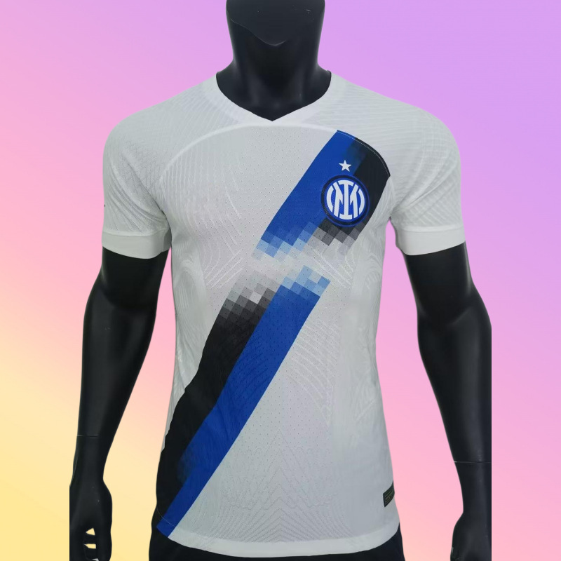 23-24款白色国米客场球衣球员版足球运动服短袖上衣训练服批发