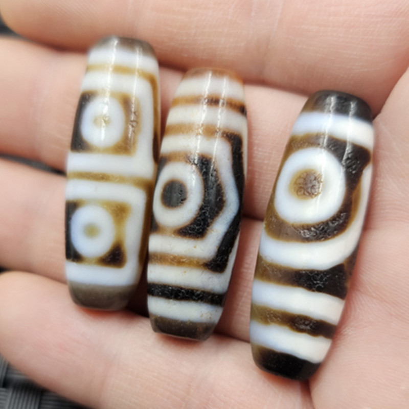 扁形深透玛瑙三眼天珠玉石散珠两眼四眼路路通手链项链饰品配件珠