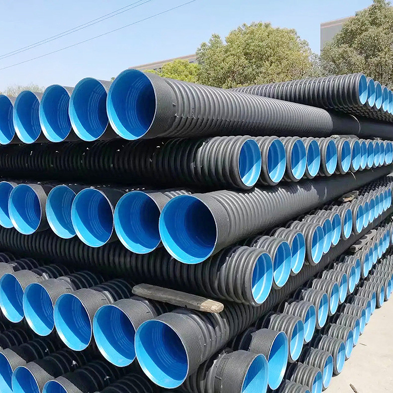 厂家hdpe双壁波纹管生活污水排水管工程管高密度市政雨水排污管道