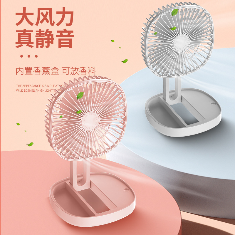 Desktop Light Fan Two-in-One USB Charging Portable Ceiling Fan Mute Brushless Motor Small Electric Fan 0822