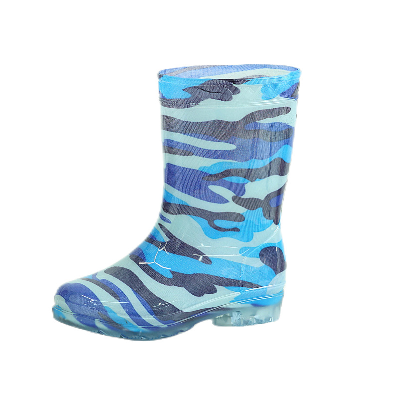 Crystal Camouflage Children's Rain Boots Korean Cartoon Foreign Trade PVC Children's Rain Boots Cheap Mid-Calf Cute Child Rain Shoes