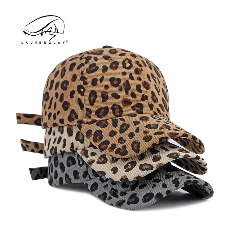 Leopard Hat Female Autumn and Winter Corduroy Baseball Cap Keep Warm Sun Block Sun Hat Peaked Cap Hard Top Men