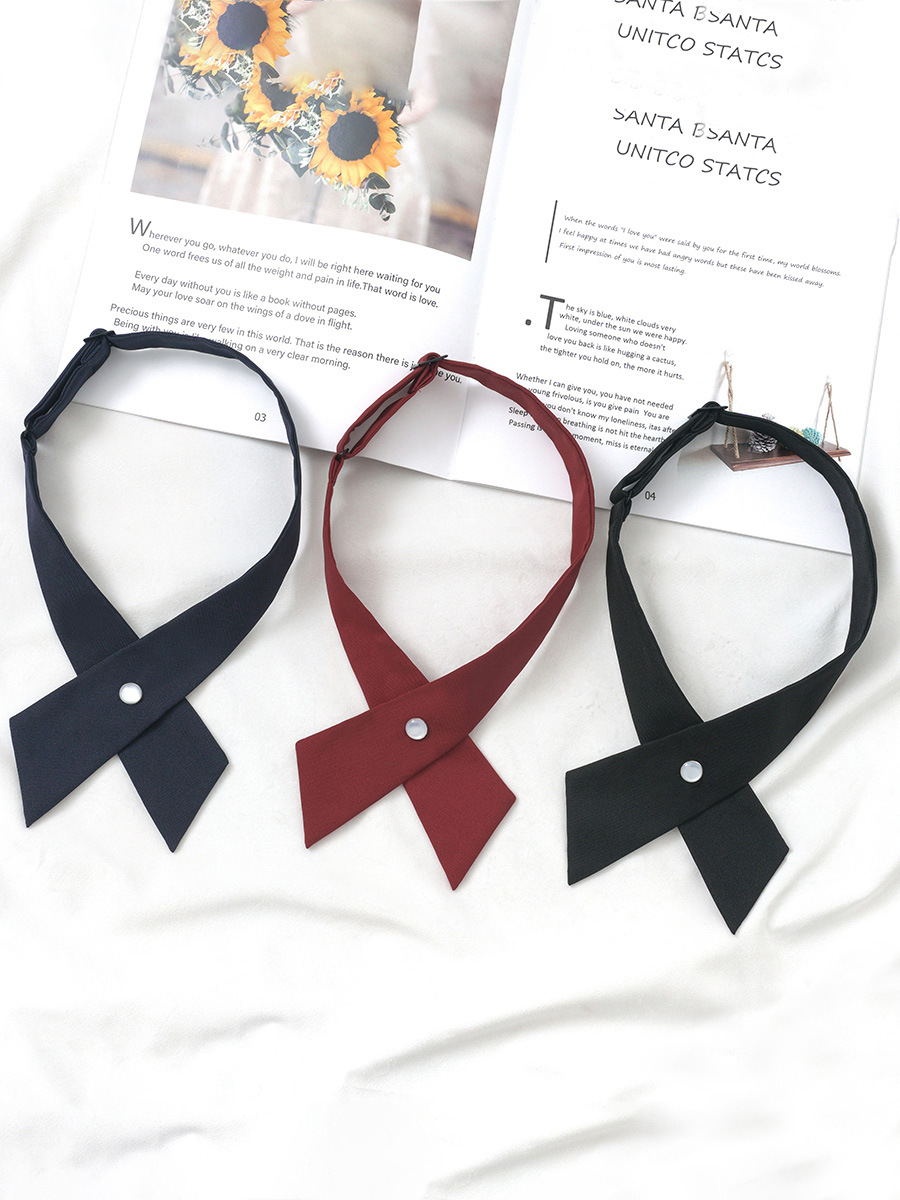 纯色jk交叉领结女生小物日系学生可爱百搭学院风衬衫领口配饰免打