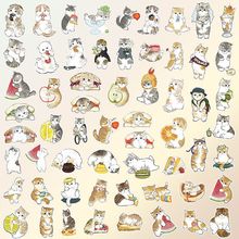 贴纸115张日系可爱小猫咪卡通喵喵咪壳手账个性装饰贴画