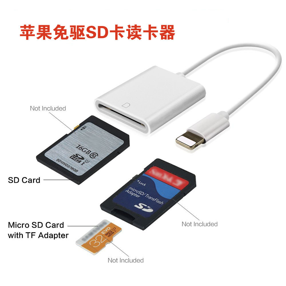适用平果转sd卡手机sd读卡器相机otg套件lightning to sd card
