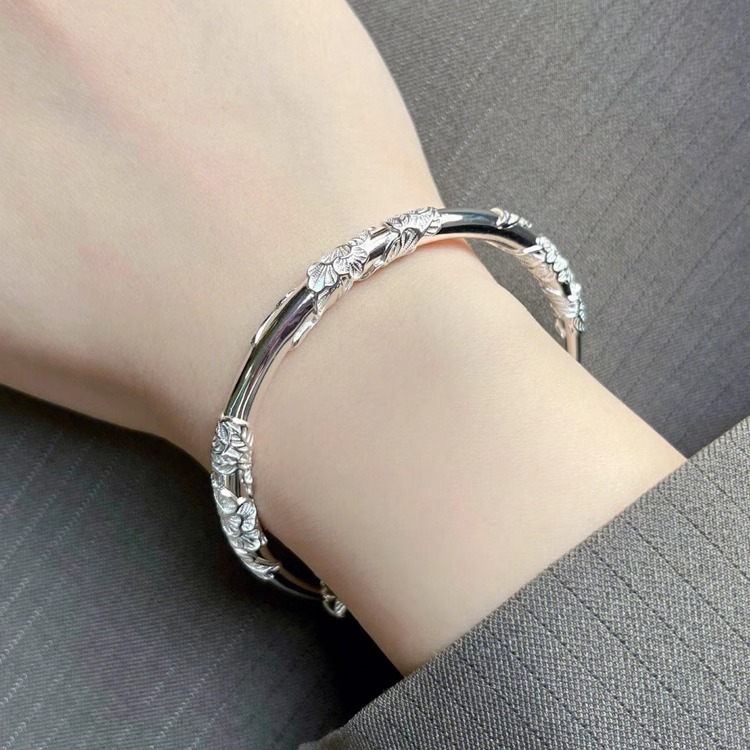 Flowers like Brocade 2024 New 925 Silver Bracelet Female Solid Niche High Sense Girlfriend Valentine's Day Birthday Gift