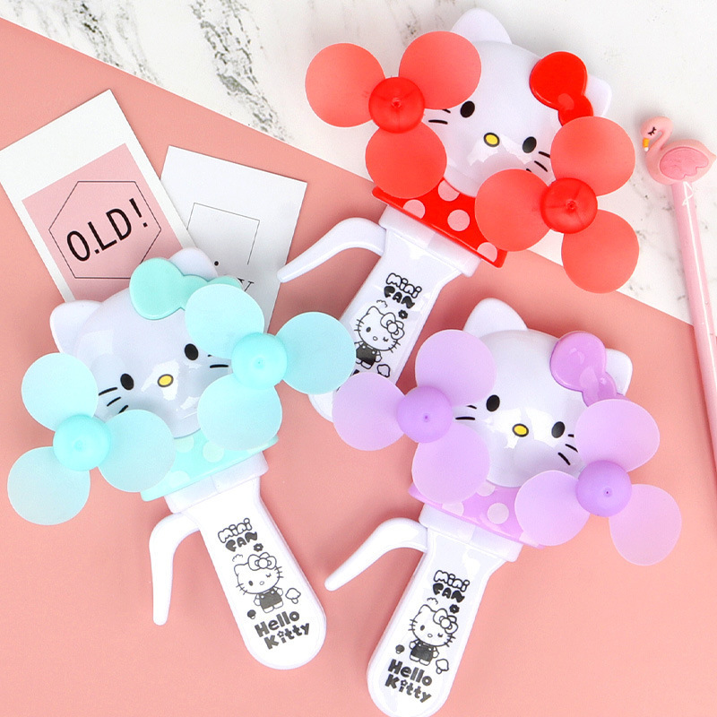 Cartoon Rabbit Double Fan Blade Double-Headed Hand Pressure Fan Children Outdoor Hand-Held Hand-Cranked Portable and Cute Mini Little Fan