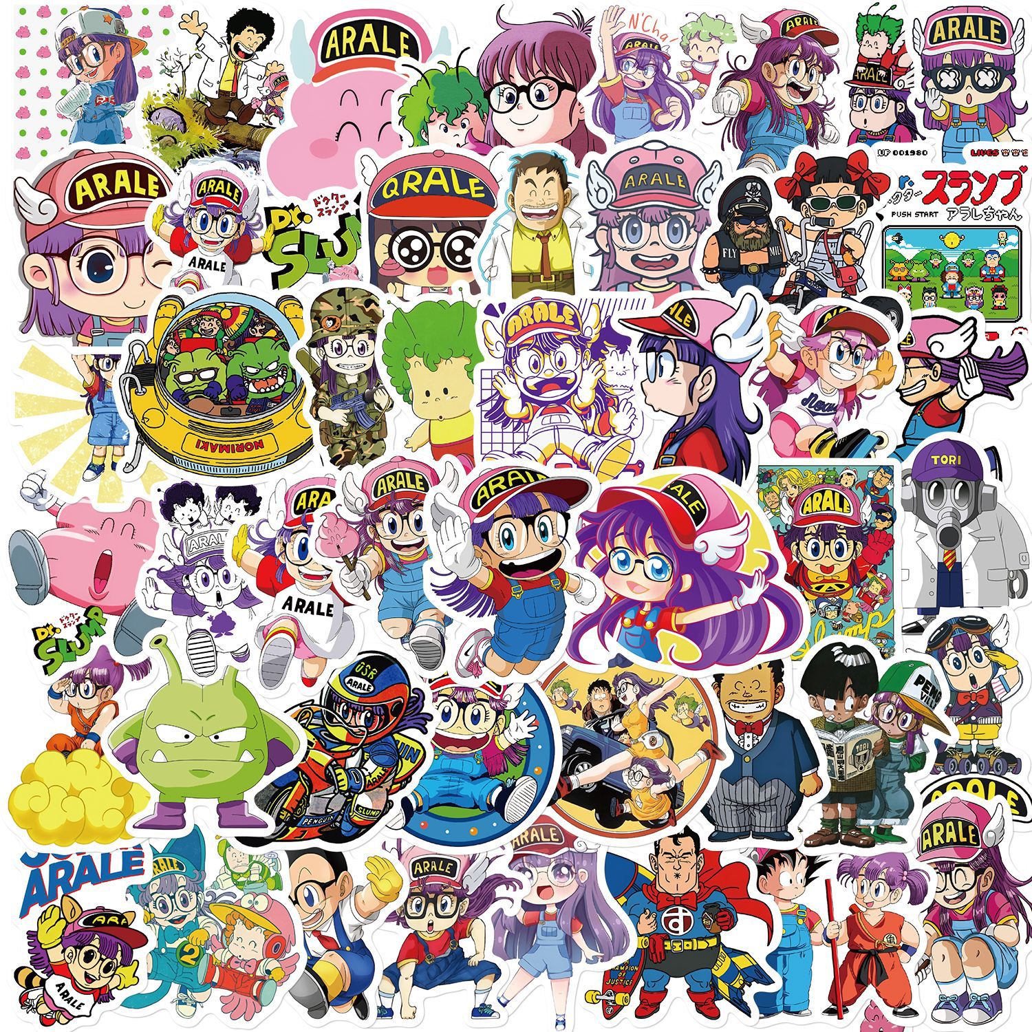 50张/套动漫个性阿拉蕾创意贴纸装饰diy笔记本行李箱涂鸦贴纸批发