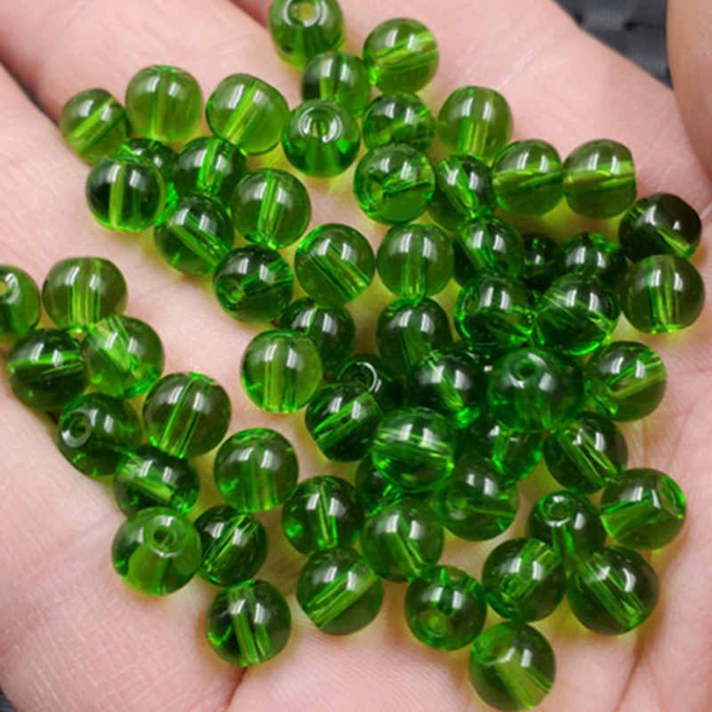 饰品散珠墨绿圆珠散珠冰种玻璃散珠diy手链项链散珠配件珠子配饰