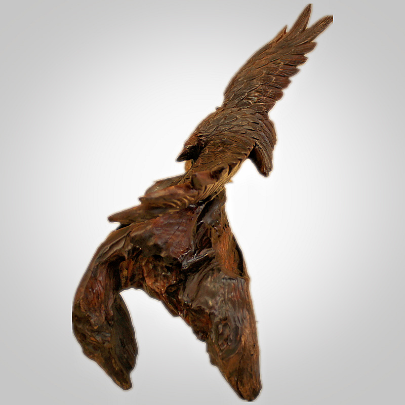 大红酸枝木精品根雕鹰 红木雕大鹏展翅 手工木雕工艺品鹏程万里