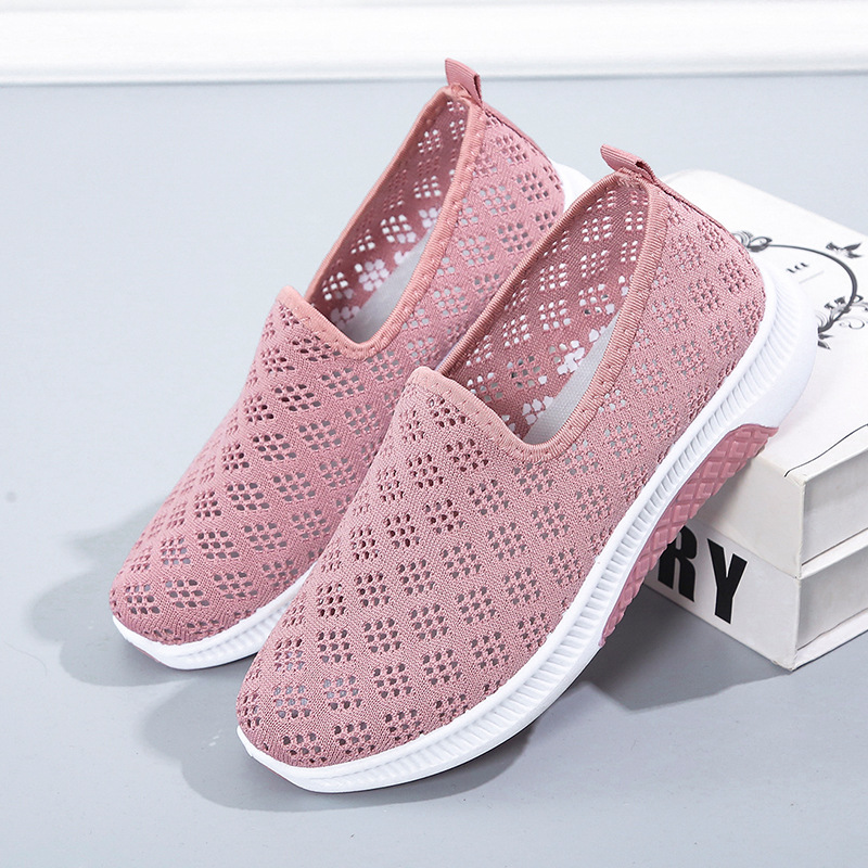 Mesh Surface Shoes Women's Summer Breathable Mesh Sneaker Women's Hollow Tennis Shoes Casual and Comfortable Mother's Shoes Old Beijing Cloth Shoes