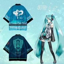 跨境热销初音未来系列七分袖和服披风3D数码印花羽织开衫道袍批发