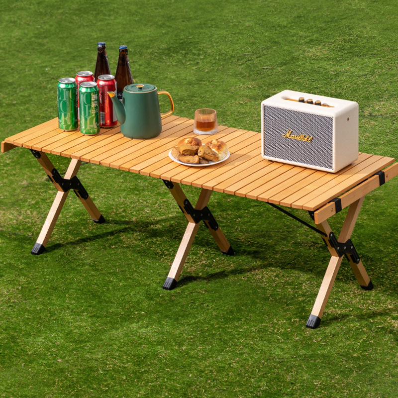 户外蛋卷桌野餐露营野营桌子野外松木折叠便携式桌椅套装用品装备