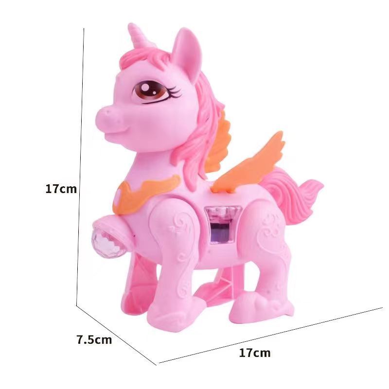 New Electric Leash Small Horse Walking Music Light Projection Unicorn Boy Girl Gift Stall Toy