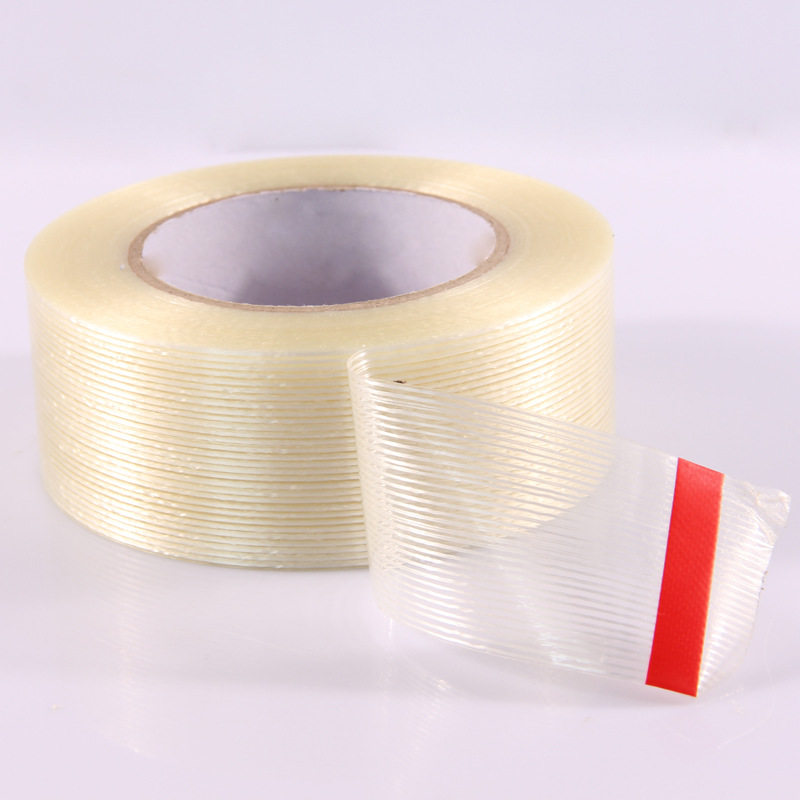 Factory Wholesale Strong Adhesive Striped Glass Fiber Tape Packaging Electrical Fixed Transparent Grid Tape