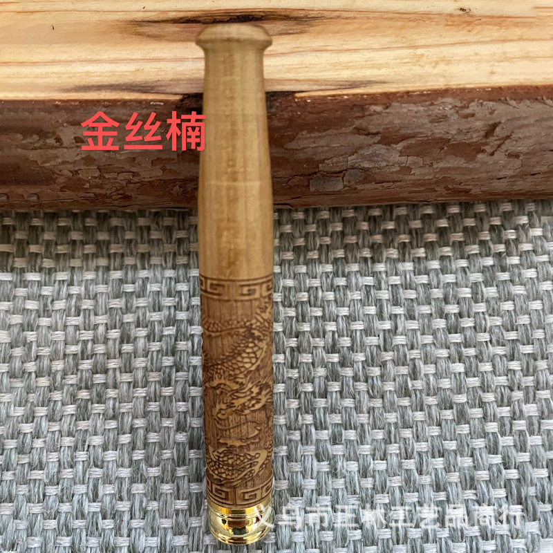 Factory Wholesale Double Filter Solid Wood Cigarette Holder Chinese Yew Ebony Rosewood Boxwood Pull Rod Filter Men's Cigarette Holder