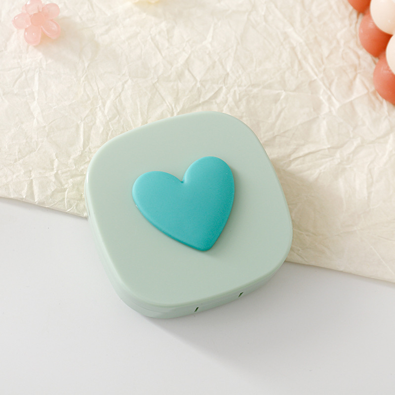 Macaron Color Square Love Heart Contact Lens Case Cosmetic Contact Lenses Storage Box Portable Cute Glasses with Mirror Couple Box