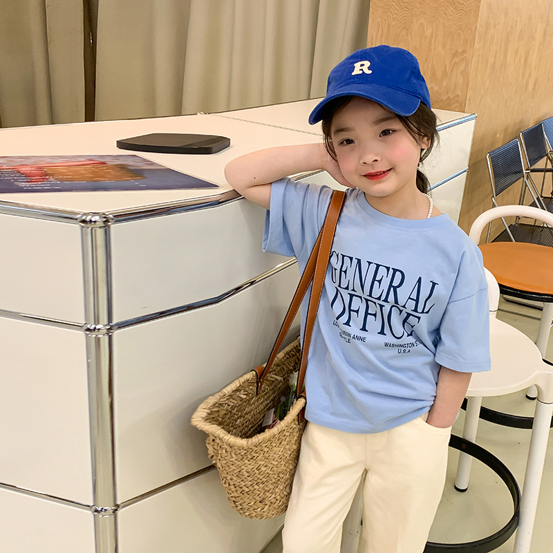 Aimo Beibei Children's Clothing 2023 Summer Boys and Girls Korean Style Letter Short Sleeve Children's Casual Half Sleeve Top T-shirt Wholesale