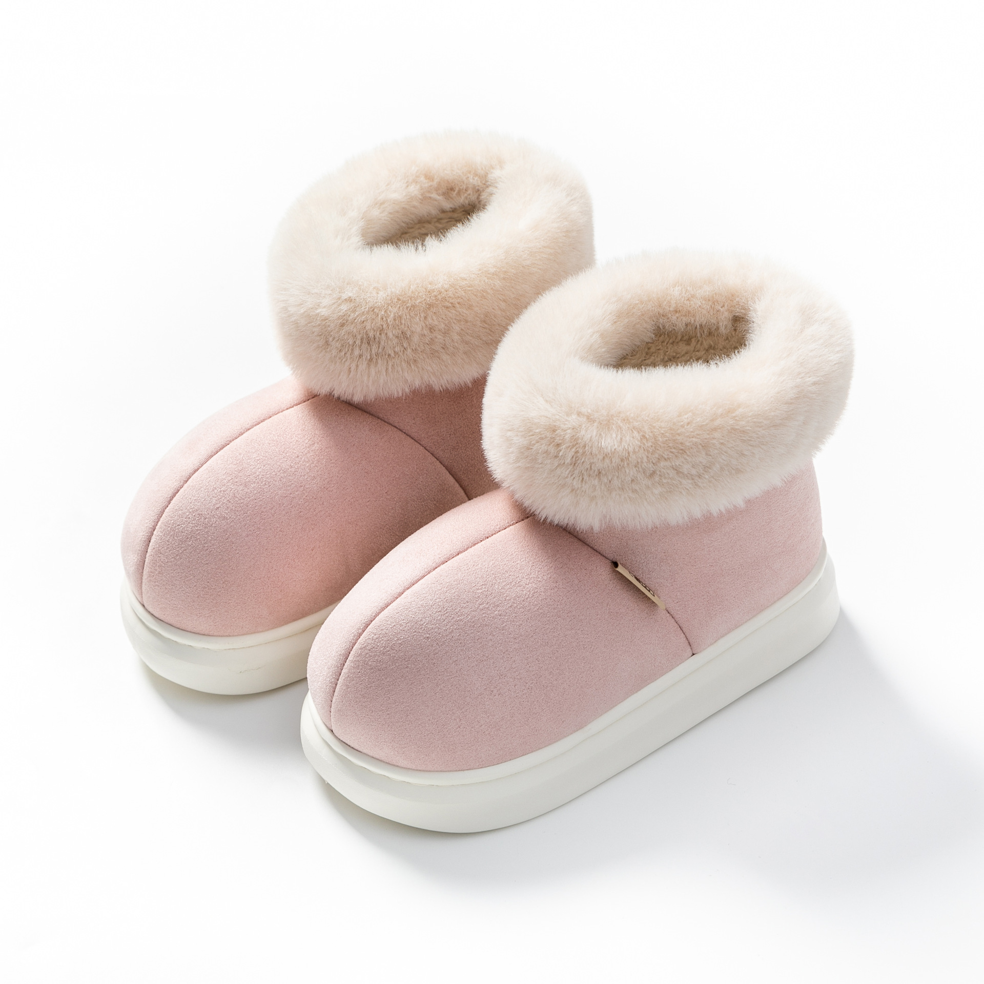 Thick-Soled Cotton Slippers Women's Winter Fleece-lined Indoor Home Bag Heel Confinement Cotton Shoes Big Fur Mouth Autumn and Winter Warm Feeling of Walking on Shit