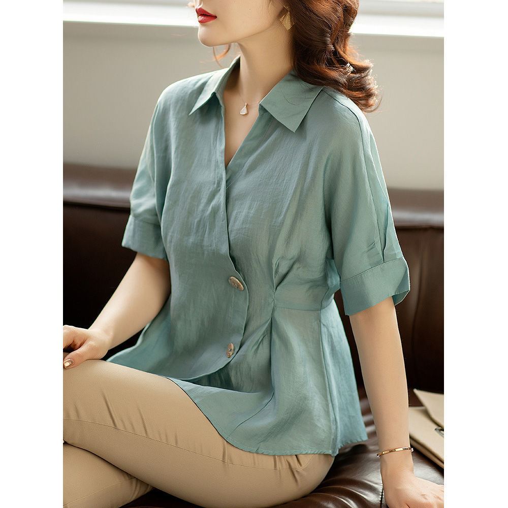 大码雪纺衫女胖mm中袖时尚上衣200斤洋气打底衫宽松遮肚短袖女装