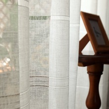 Cotton linen hollow tulle curtains For Bedroom Window跨境专