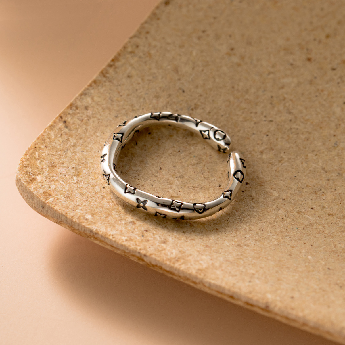 爱洛奇 s925纯银ins风泰银开口戒指秋季新款气质食指戒指环r00697