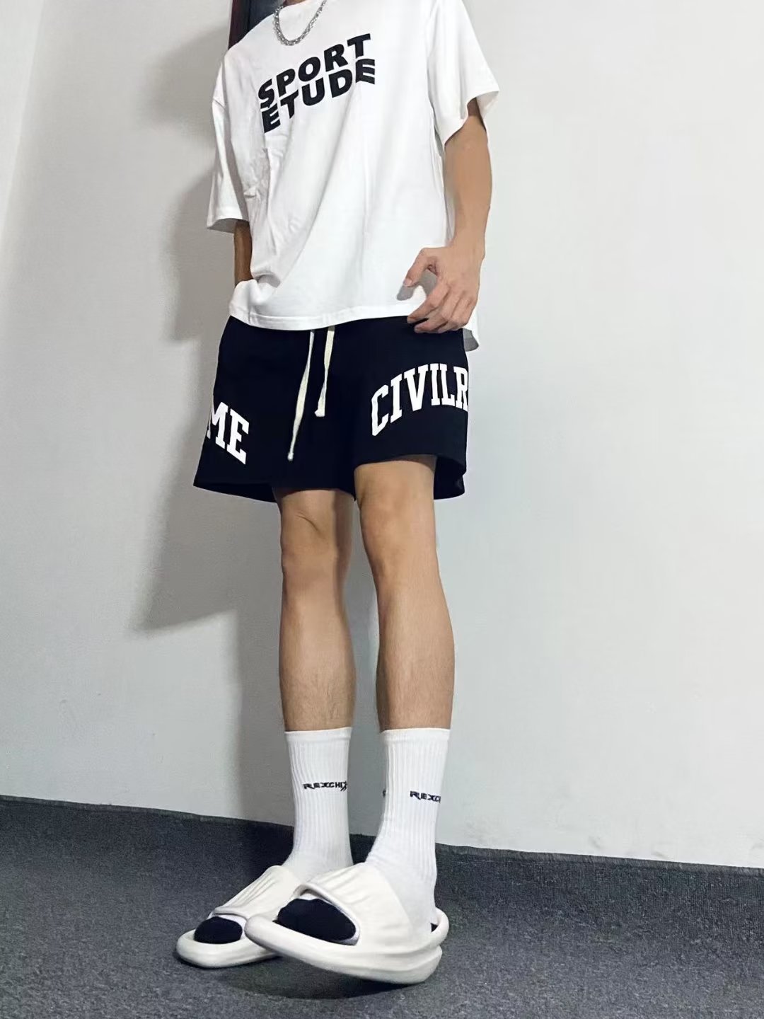 美式潮牌不过膝重磅印花短裤男夏季宽松休闲四分裤裤