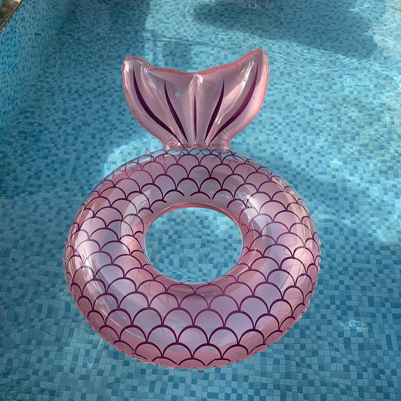New Sequin Transparent Cute Mermaid Thickened Swimming Ring Adult Children Buoyancy Underarm Swimming Ring Water Park