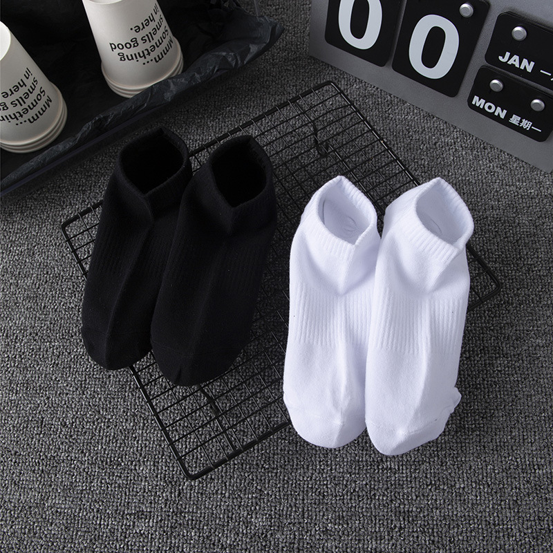 Black and White Two-Color Leisure Sports Socks Women's High Elastic Band Trendy Socks Waist Design 168-Pin Socks Men's and Women's Low Cut Socks