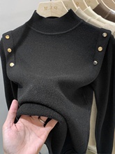 黑色半高领毛衣外穿女秋冬季2023新款套头内搭修身长袖针织打紫旭