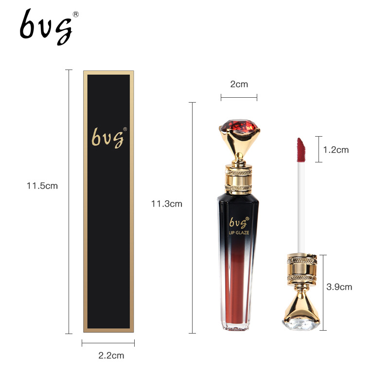 Cross-Border Makeup Bvg Diamond Lip Glaze Set Wholesale Hot Lipstick Nonstick Cup Non-Fading Velvet Fog Lip Gloss