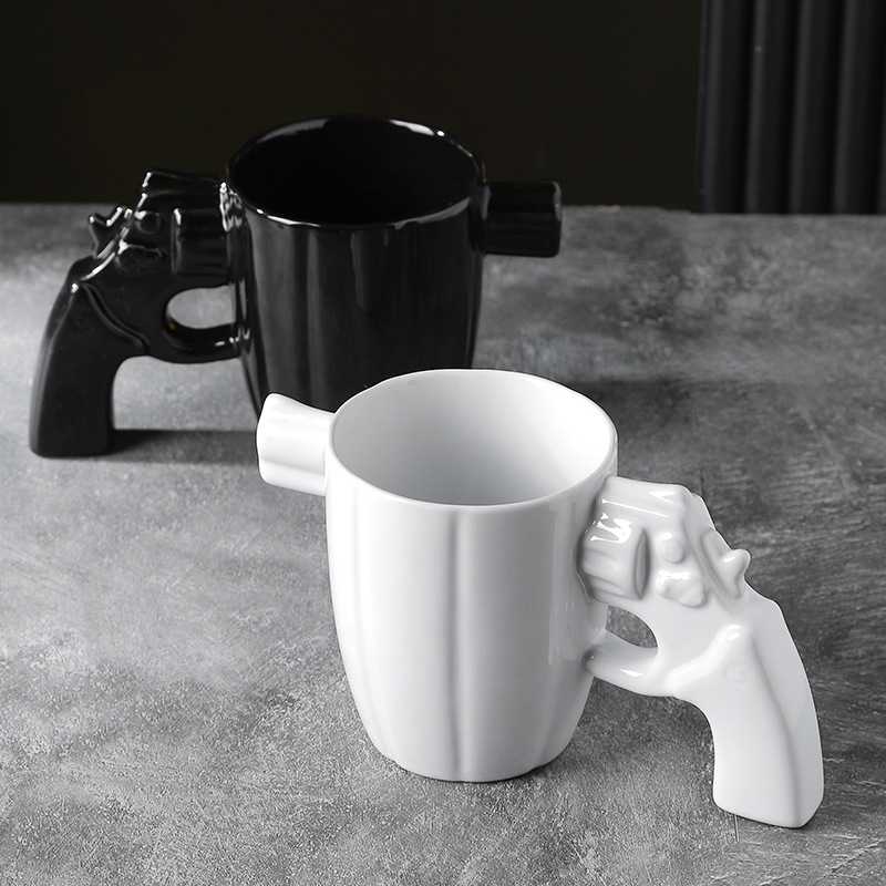 跨境创意左轮枪杯陶瓷防爆军事风马克杯个性造型咖啡杯大容量水杯